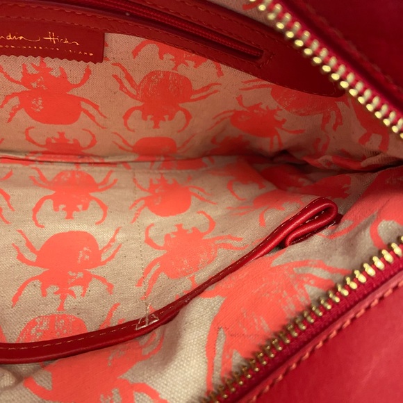 India Hicks Red Leather Zippered Clutch